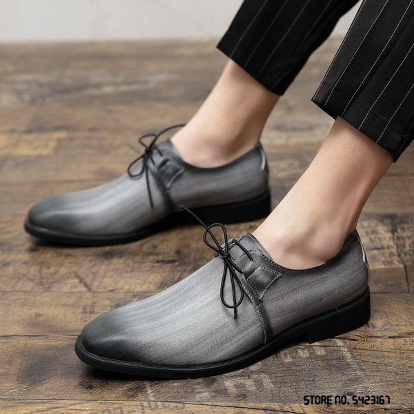 

dress shoes 2021 designer chic pointed gorgeous color lace up flat for men party formal wedding prom oxford zapatos hombre, Black