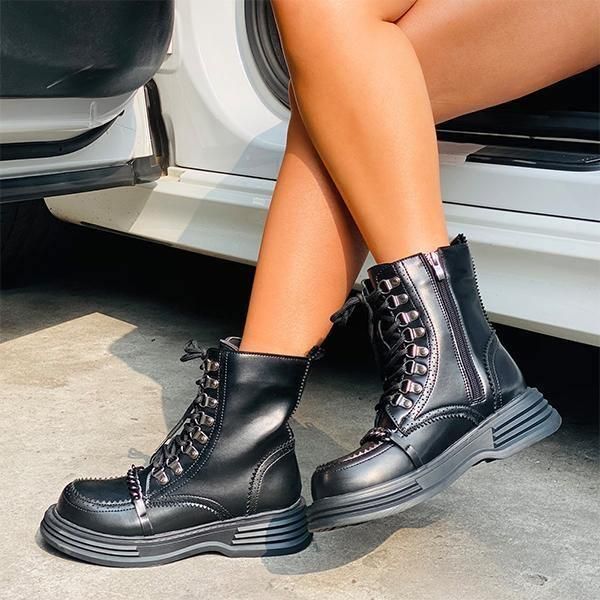 

boots ladies metal chain, Black