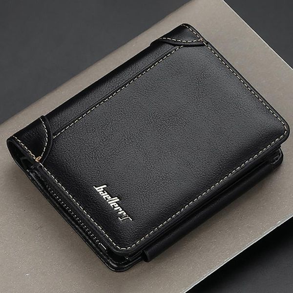 

wallets baellerry short men 11 card holders zipper leather purse solid coin pocket male, Red;black