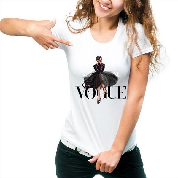 

vogue lady print summer mens t shirts fashion and women funny tshirts harajuku short sleeve casual tees lovely, White;black