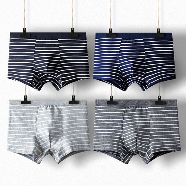 

underwear pure cotton men's black and white gray striped boxer, Black;white