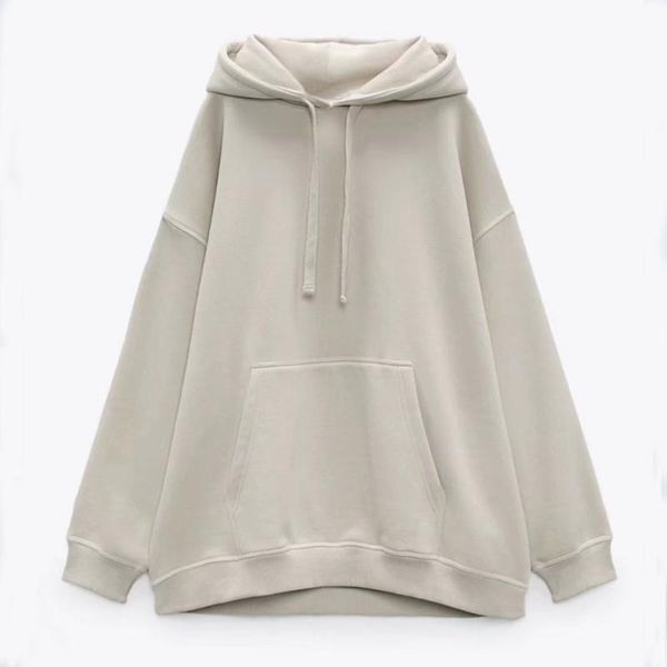 

women's hoodies & sweatshirts women 2021 winter fashion loose ladies hooded vintage long sleeve fleece solid female pullovers chic, Black