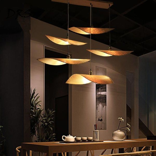 

chinese zen teahouse chandelier wooden lustre pendant lamp modern bamboo lighting fixtures living room led hanging lamps