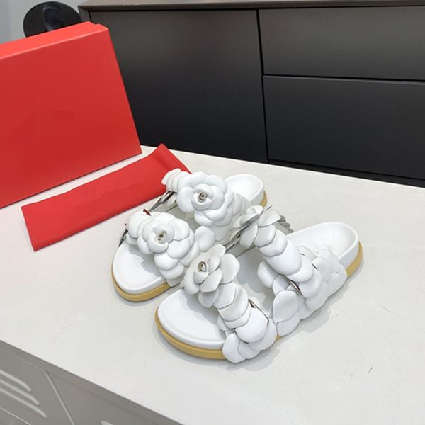 

designer customized logo women's five color flat slippers sandals soft leather material comfortable luxury beautiful 35-42, Black