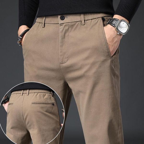 

men's pants 2021 autumn winter men casual solid straight loose trousers male all-match daily classic basic streetwear e418, Black