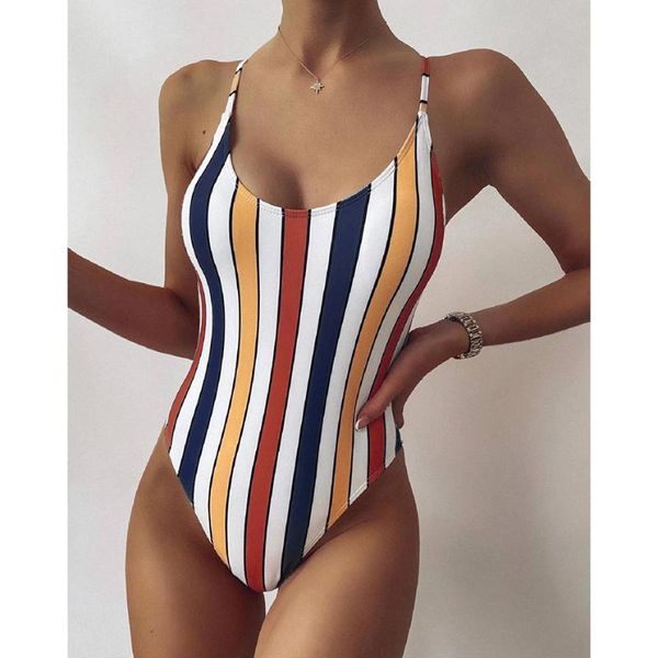 

two-piece suits one piece swimsuit women swimwear 2021 striped bathing suit woman bikini swimming for beach wear monokini female swimsu