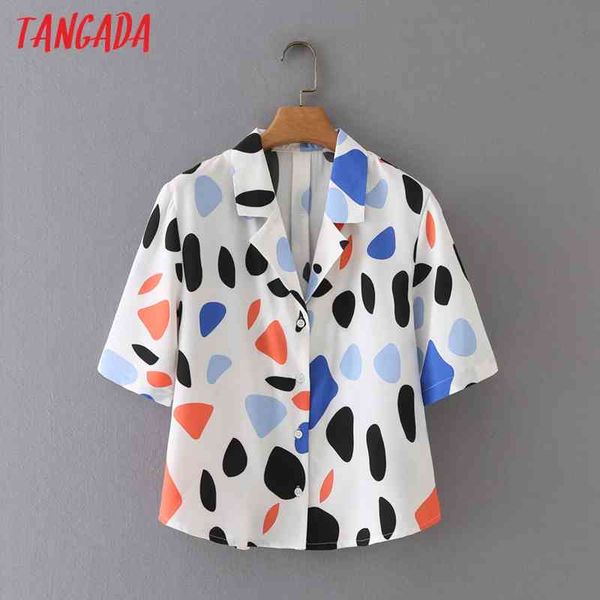 

women colorful dots print chiffon summer short sleeve chic female casual loose shirt 2m158 210416, White