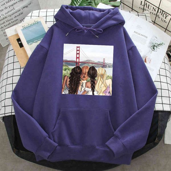 

bff men's hoodie, gold door print, men's harajuku retro style, punk, long sve, Black