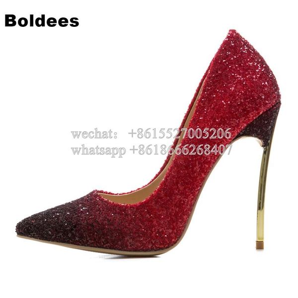 

fashion nice rhinestone pointed toe fade designer metal high heel dress shoes women pumps, Black