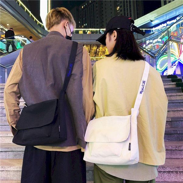 

waist bags japanese canvas men and women college students all-match messenger bag harajuku lazy style one-shoulder class cross body