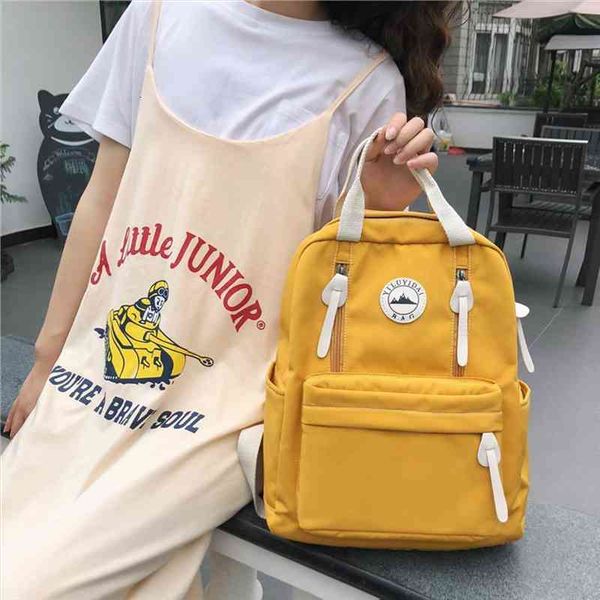 

waterproof nylon women backpack female ring buckle travel for teenage girls schoolbag vertical zipper mochila