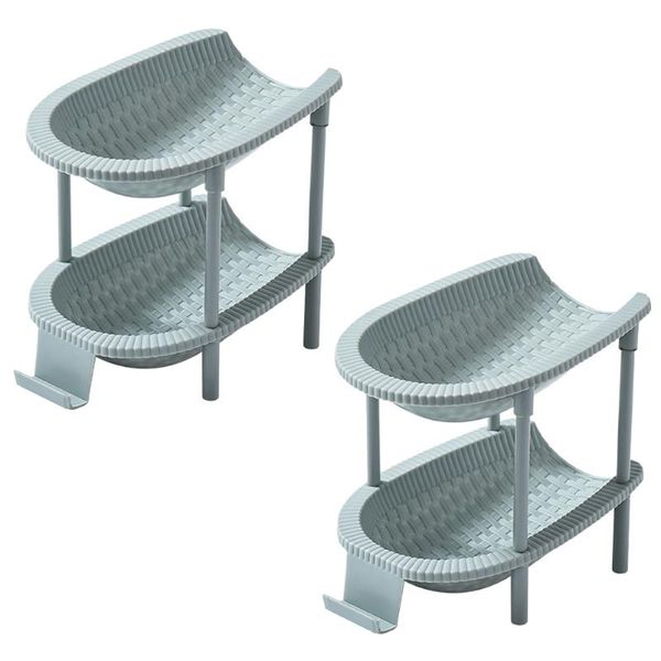 

hooks & rails 2pcs desksundries storage holder 2-layers household organizers shelf for home office
