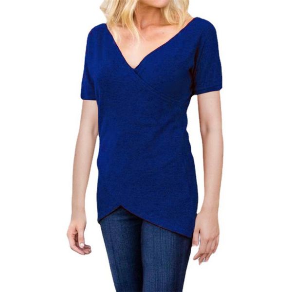 

women's t-shirt oversize s-5xl women asymmetrical t-shirts summer v neck short sleeve tee streetwear wdc6593, White