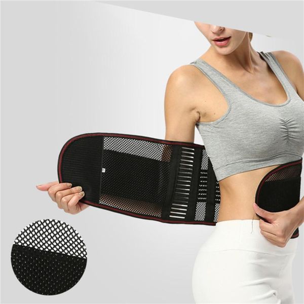 

waist support adjustable back belt brace self-heating magnetic therapy pull lumbar gym fitness band, Black;gray