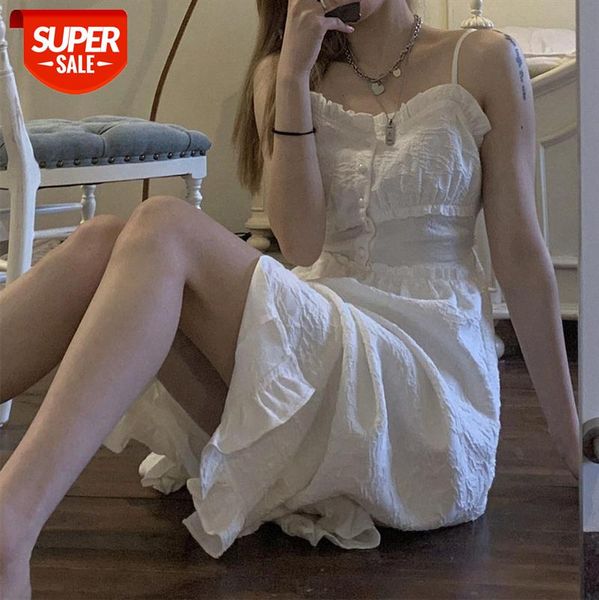 

han qingshu one-line neck suspender mid-length skirt exclusive goddess for festival #ge7q, White;black