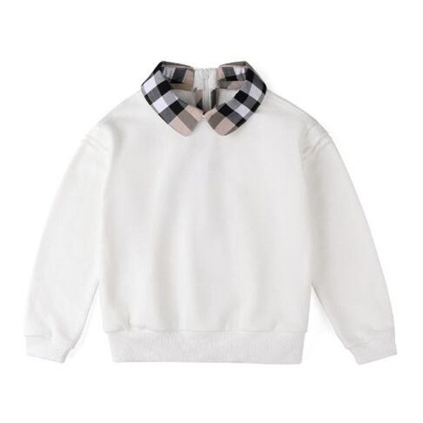 abbigliamento per bambini di alta qualità felpa con cappuccio per ragazze moda nuova camicia bianca lavorata a maglia autunno inverno camicie con fondo in cotone caldo risvolto Maglione