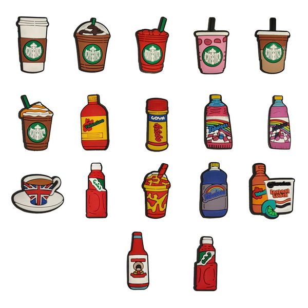 

ready stock fries coffee drink wine shoe accessories decoration buckle clog jibitz for croc charms buttons wholesale fit wristbands kids gif, White;pink