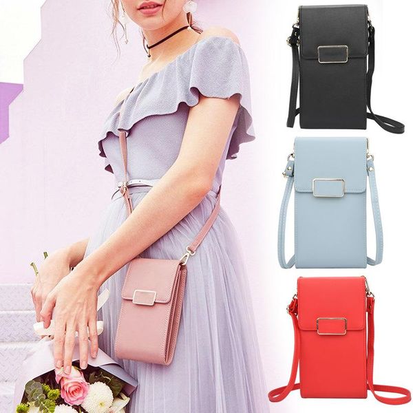 

duffel bags women shoulder crossbody bag pu leather pouch portable for mobile phone money card -opk