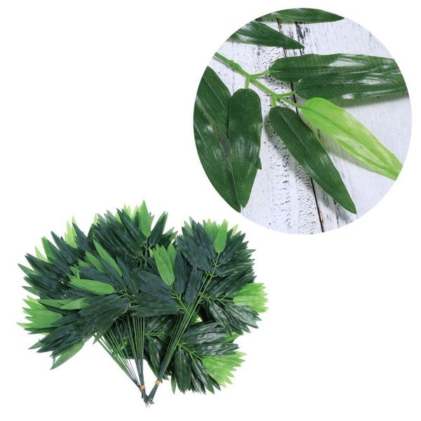 

decorative flowers & wreaths 50pcs artificial green bamboo leaves fake plants greenery for home el office decoration