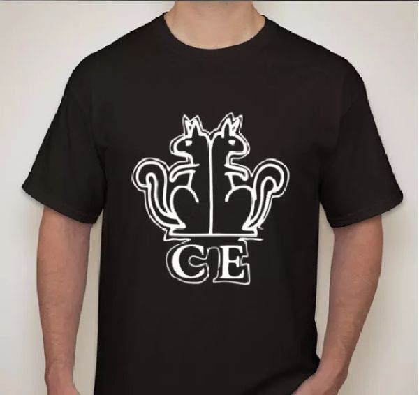 

Carl Eickhorn squirrel German WW2 Dagger Sword Knife maker tee t-shirt, White;black