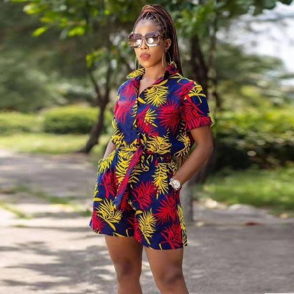 

shorts two piece sets women single breasted shirt outfits summer fashion dashiki print streetwear short pant suits 2021 women's tracks, Gray