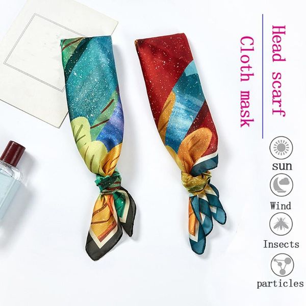 

feliz 2021 felices printing turban double-sided outdoor printed square head scarf masks isolattion mask cycling caps &, Black