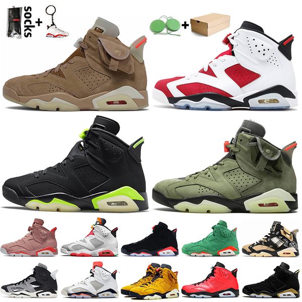 

2021 with box jumpman 6 6s basketball shoes mens women trainers sneakers travis scotts british khaki cactus jack retro carmine electric gree