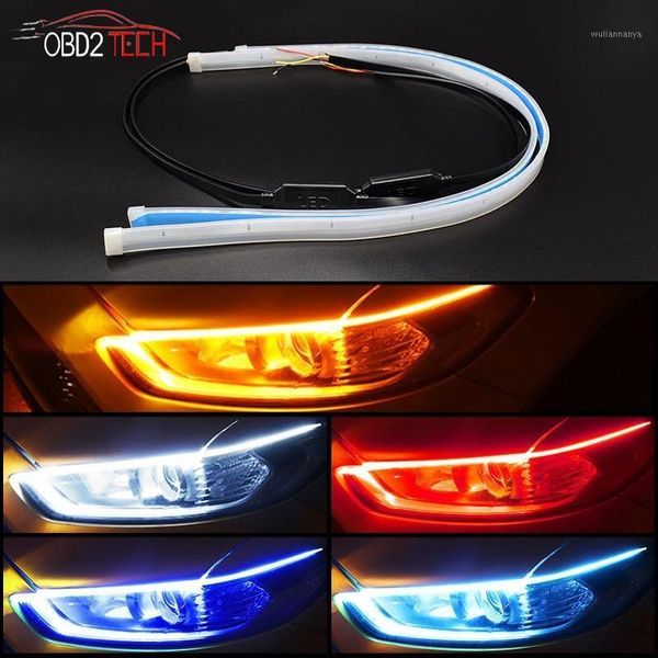 

2pcs led drl car daytime running light flexible brake guide strips headlight colorful water strip emergency lights1
