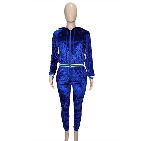 

women's two piece pants fashion slim women velvet set hooded hoodies+pants suit female 2pcs tracksuit outfits sets, White