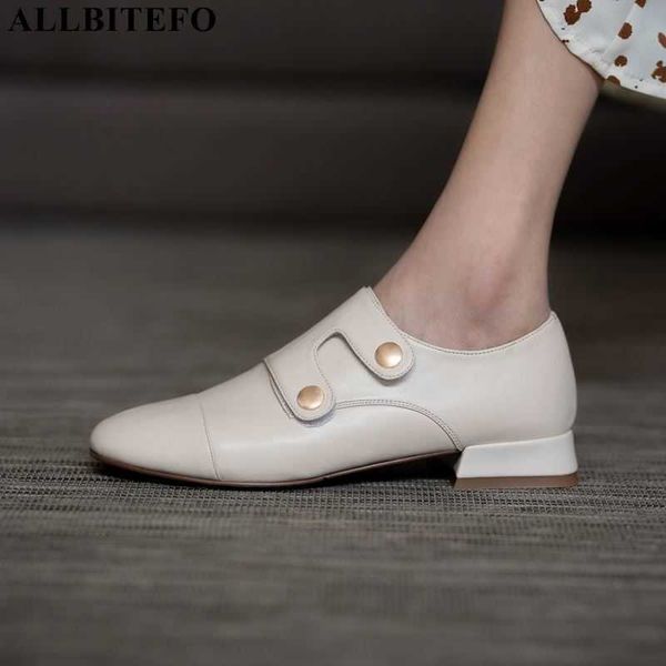 

allbitefo full genuine leather thick heel office ladies shoes low-heeled comfortable autumn women shoes women spring women heels 210611, Black