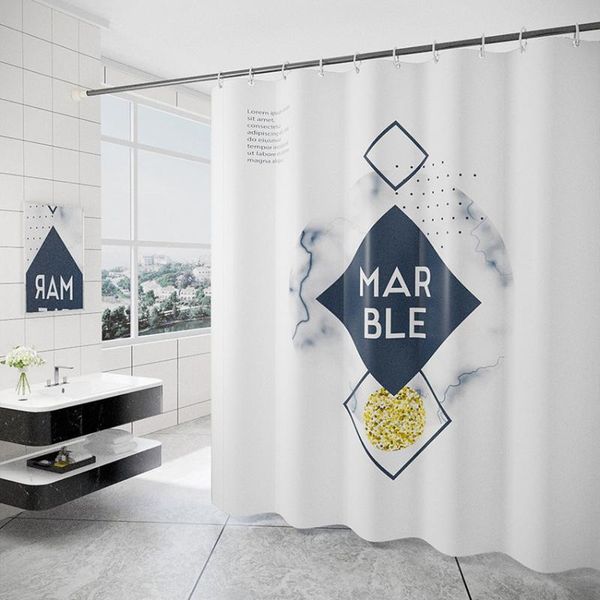 

polyester waterproof shower curtain geometric printed bathing cover nordic style for home bathroom with hooks curtains