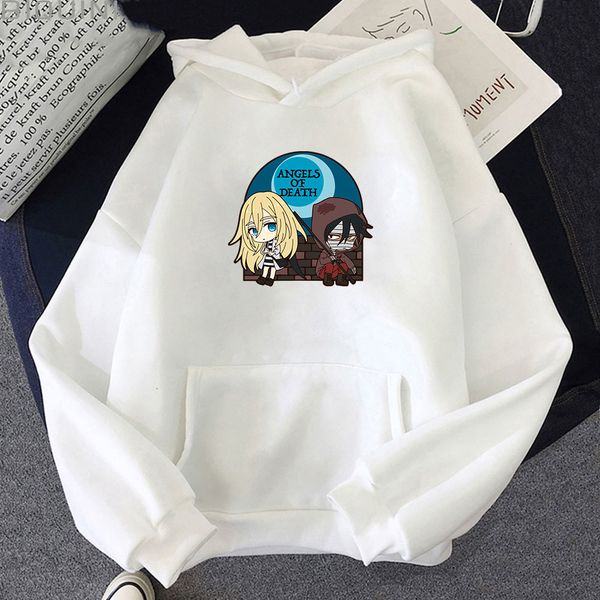 

women hoodie angels of death satsuruki no tenshi hoodies men spring autumn streetwear japanese anime print hoody female sweatshirts, Black