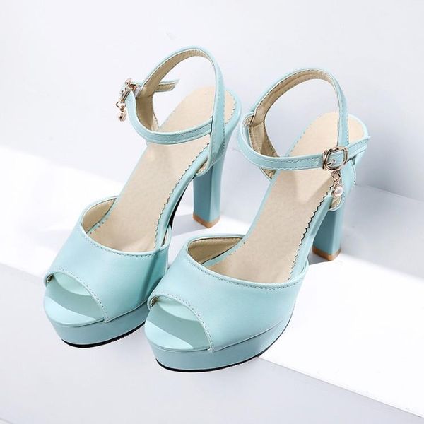 

big size 9  11-14 ladies summer platform sandals women shoes woman one word buckle fish mouth waterproof table, Black
