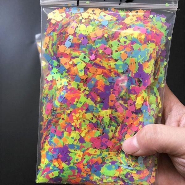 

50gram fluorescence shape nail art glitter flakes 3d neon sequins polish manicure sparkly slice decoration1, Silver;gold