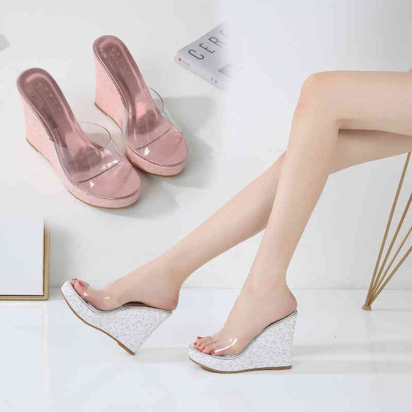 

2021 summer wees platform women'stransparent sandals, Black