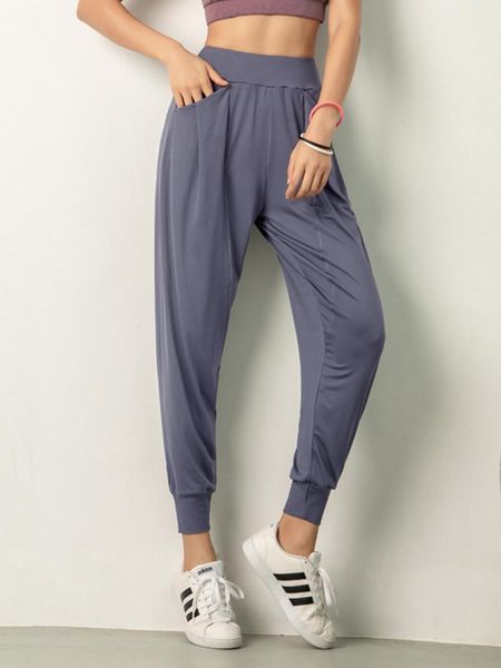 

yoga outfit solid color quick-drying sports pants ladies leisure loose-fitting running fitness high waist