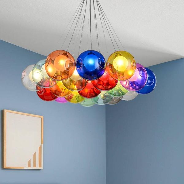 

pendant lamps modern light stained glass ball art creative bubble lighting living room led bedroom children decor hanging nordic lamp