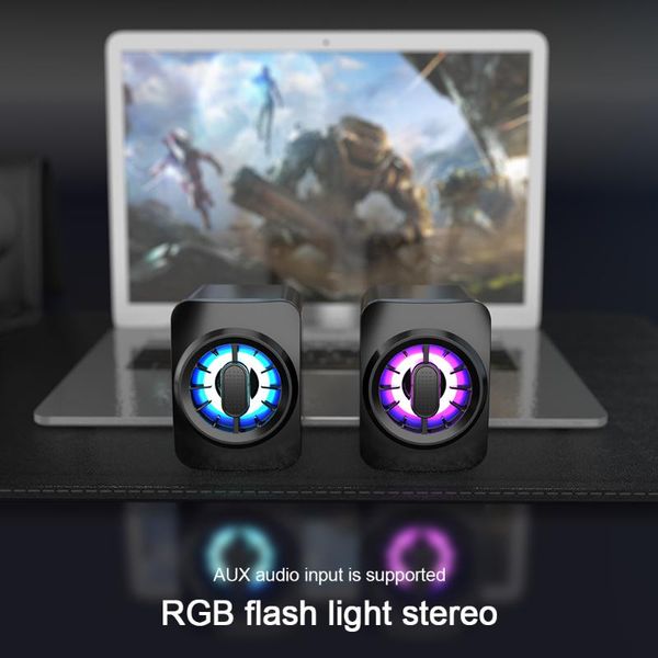 

portable speakers 2x mini computer usb wired rgb plastic pp+abs for lapdesk6w stereo audio loudspeaker