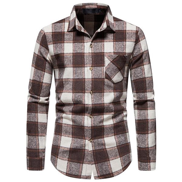 

men's casual shirts flannel long sleeve shirt fashion plaid printed warm thicken, White;black
