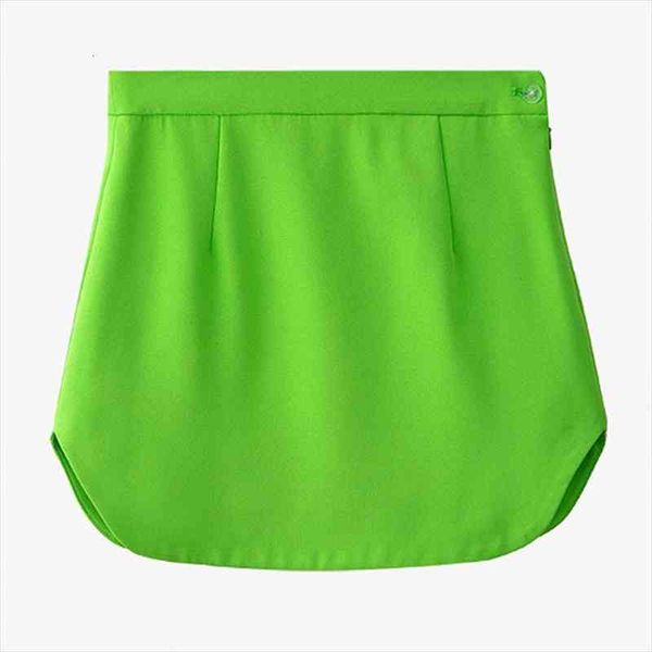 

high street designer fashion womens skirt mini fluorescence green matching, Black