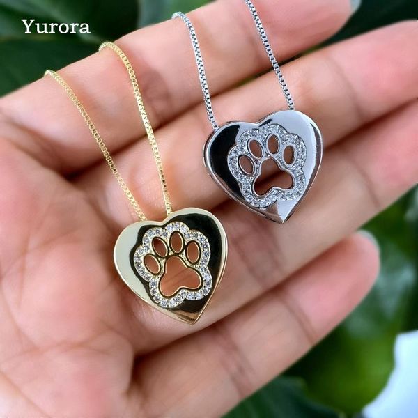 

chains luxury gold dog cat pet necklace for women cute animal love heart zircon pendant choker jewelry accessories, Silver