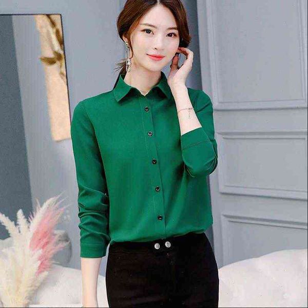 

women blouses green blouse chiffon office career shirts fashion casual long sleeve femme blusa ns4318, White
