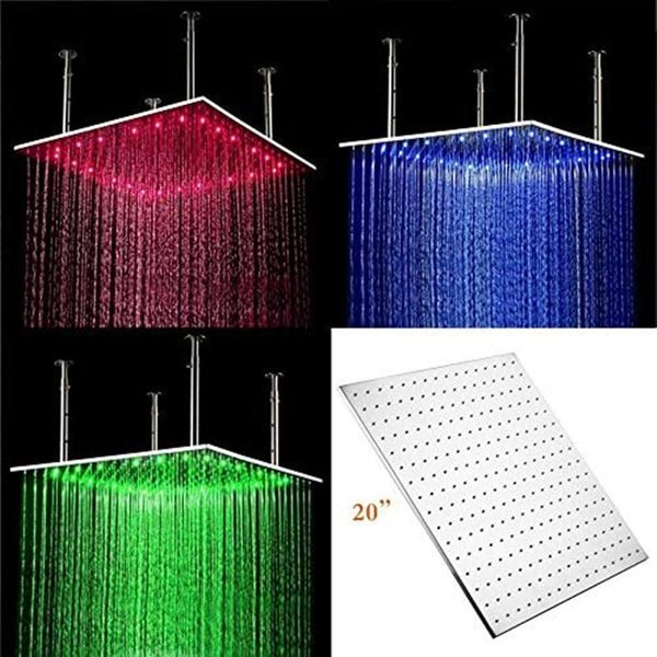 

luxury thermostatic rainfall led shower faucet set, 20 inch super big head with brass hand bathroom sets