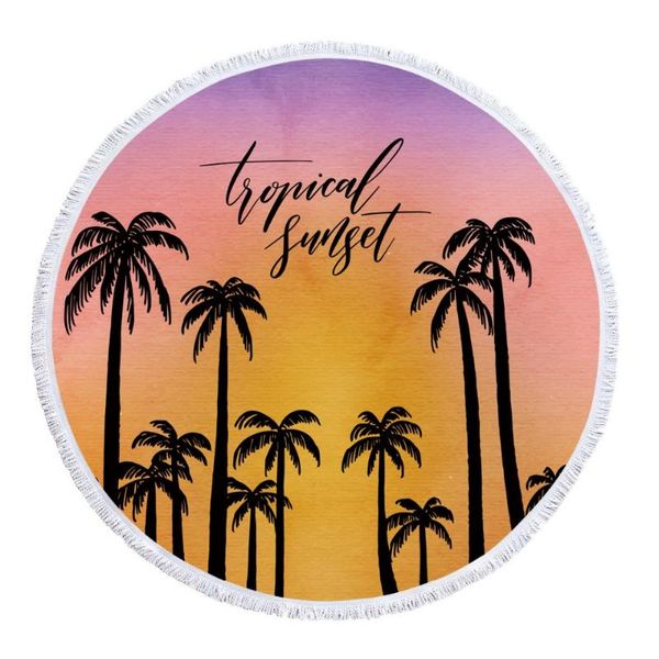 

towel creative rounded small fresh natural landscape beach superfine fiber with fringed ground mat climbing blanket yoga