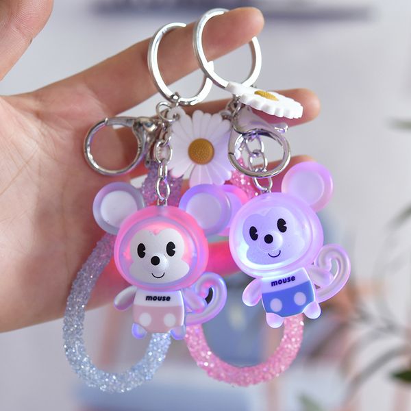 

cartoon luminous monkey keychain acrylic frosted animal pendant with lighta1, Silver