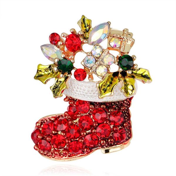 

pins, brooches red christmas boots for women child party jewelry fashion crystal brooch pins gift corsage, Gray