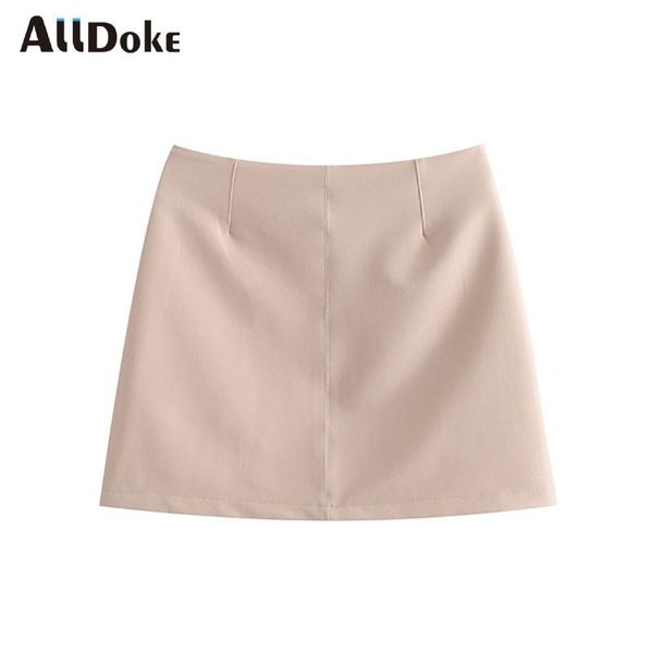 

skirts alldoke khaki mini women summer casual a-line high waist skirt ladies solid split short femme 2021, Black
