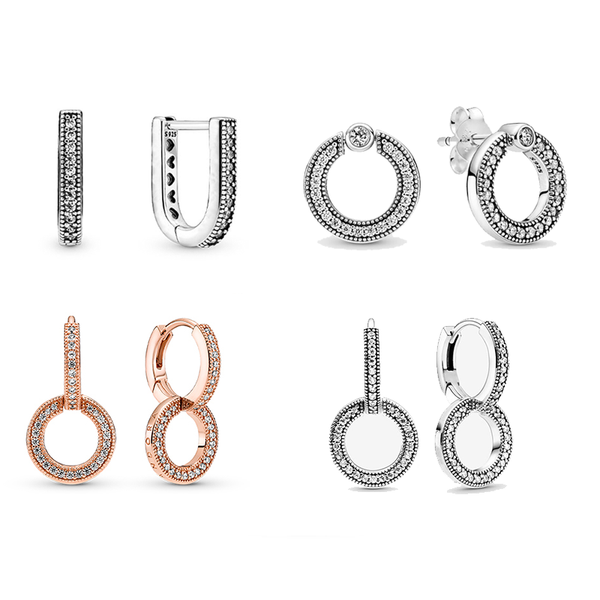 

stud u pin shaped pan-style 925 sterling silver ring earrings for women piercing ear love heart earring fine jewelry gift, Golden;silver