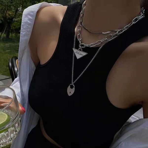 

2021 new black and white advanced sense of coldness wind earrings net red same necklace fashion, Silver
