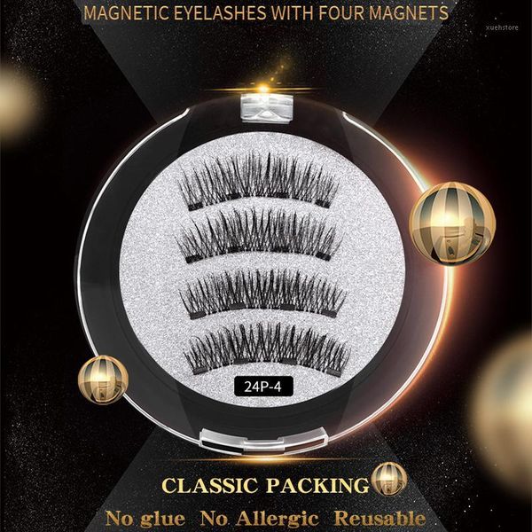 

z'lraqi beauty 1 pair a box 3d magnetic eyelashes 4 magnets handmake flase wearing without glue natural long1